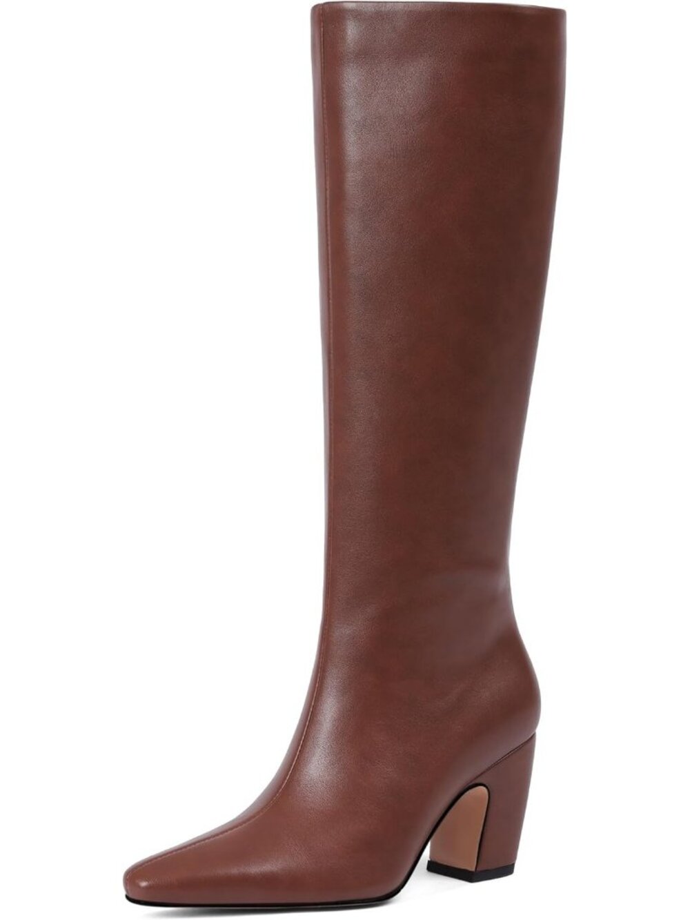 Women's Brown Knee High Boots Pointed Toe Faux Leather Boot Long Tall Boots